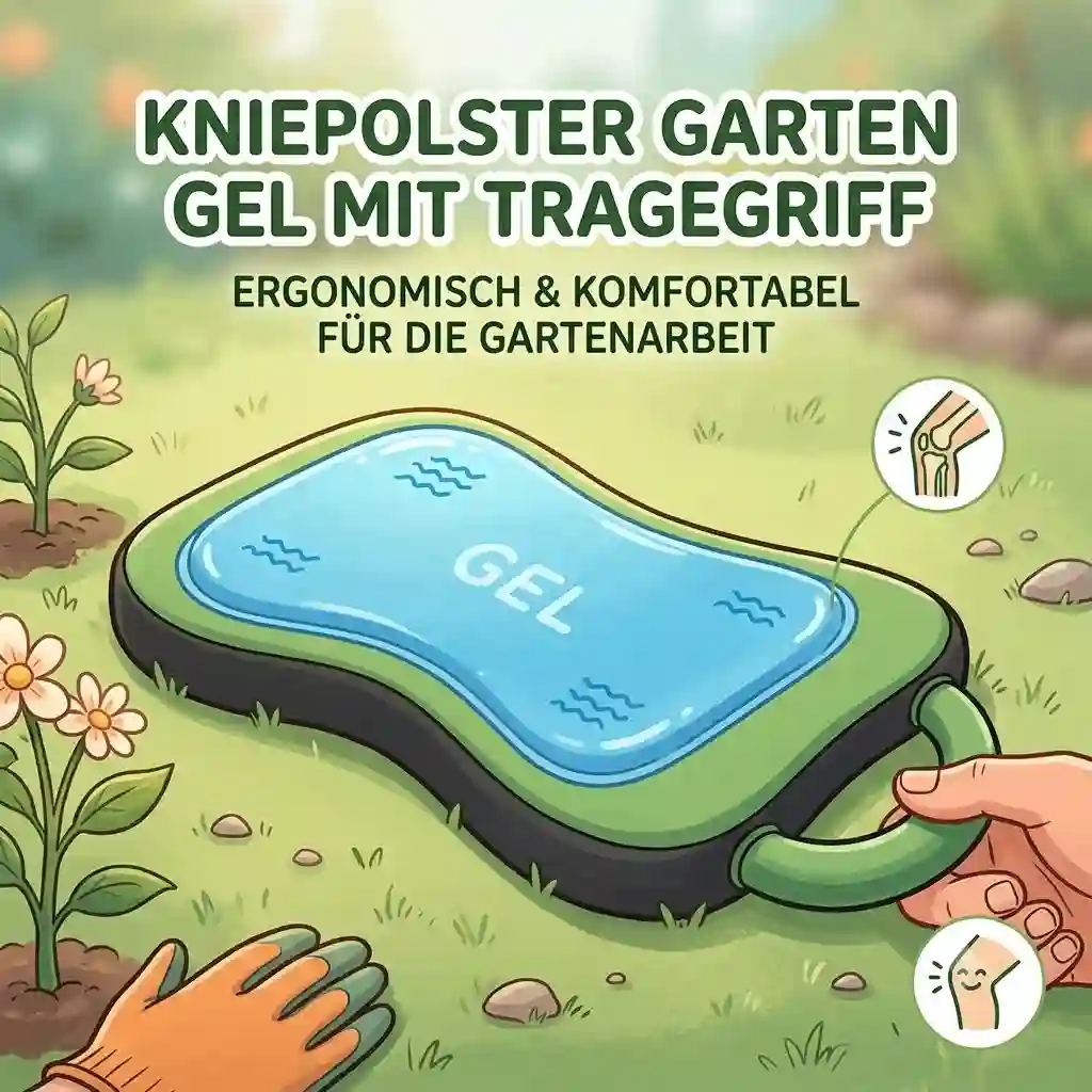 Ergonomic kniepolster garten gel mit tragegriff designed for comfortable gardening.