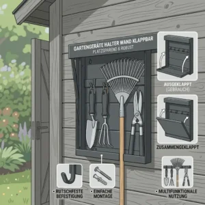 Details zum Platzsparen durch den Gartengeräte Halter Wand Klappbar