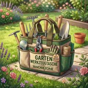 Diagram showing the detailed layout of the internal compartments in the werkzeugtasche garten mit vielen fächern.