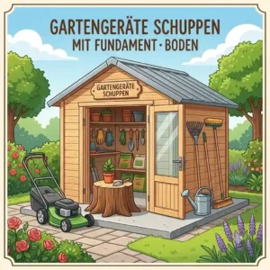 Untergrundvorbereitung für gartengeräte schuppen mit fundament boden.