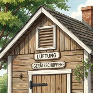 Nahaufnahme von einem geräteschuppen holz mit fenster und lüftung im Detail.