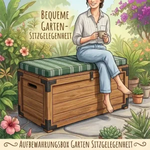 aufbewahrungsbox garten sitzgelegenheit wooden garden storage bench with plush seating cushions