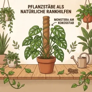 Monstera deliciosa growing on a natural coco coir pflanzstäbe rankhilfe für kletterpflanzen