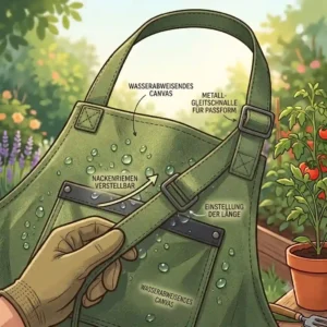 An ergonomic gartenschürze mit verstellbarem nackenband offering perfect comfort and fit for different body sizes.