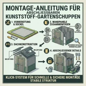 Die einfache Montageanleitung für einen gartengeräte schuppen kunststoff abschließbar im Detail.