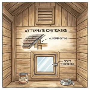 Robuster geräteschuppen holz mit fenster und lüftung für die wetterfeste Lagerung.