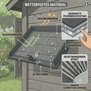Das wetterfeste Material des Gartengeräte Halter Wand Klappbar für den Außenbereich