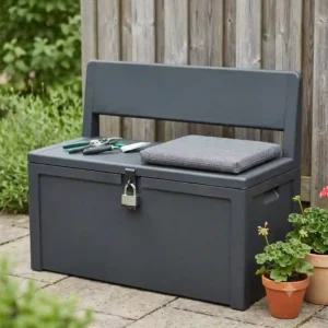 aufbewahrungsbox garten sitzgelegenheit modern anthracite garden box with integrated bench backrest