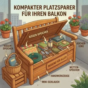 Platzsparende gartenbank mit stauraum holz wetterfest perfekt für den Balkon.