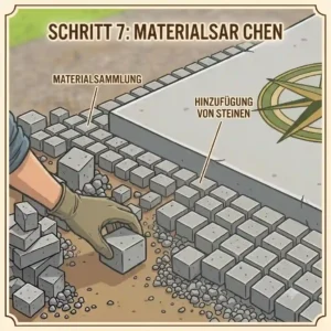 Eingerichteter gartengeräte schuppen mit fundament boden.